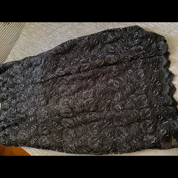 Bags Milo Black Sequence Spaghetti strap Cocktail Gown Sz L - Picture 12 of 16